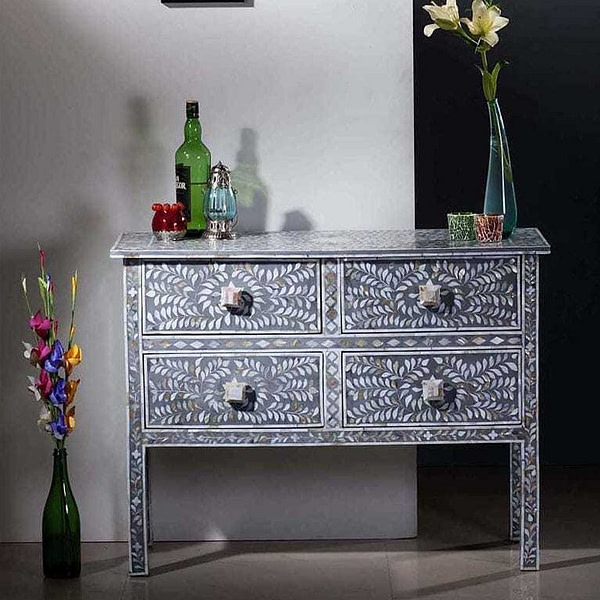 Mother of Pearl Console Table - Grey