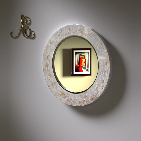 Round Mother of Pearl Mirror